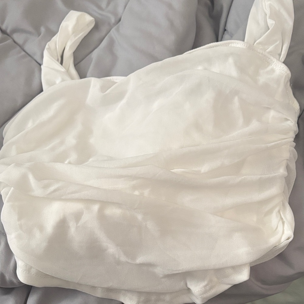 White Ruched Crop Top